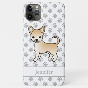 Fawn Smooth Coat Chihuahua Cartoon Dog & Name iPhone 11 Pro Max Case