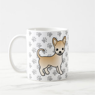 Fawn Smooth Coat Chihuahua Cartoon Dog & Paws Coffee Mug