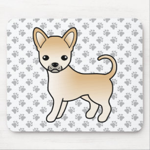 Fawn Smooth Coat Chihuahua Cartoon Dog & Paws Mouse Pad