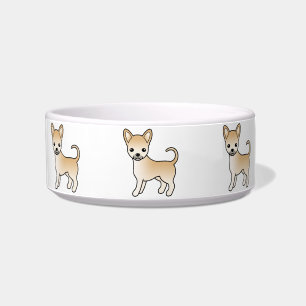 Fawn Smooth Coat Chihuahua Cute Cartoon Dogs Bowl