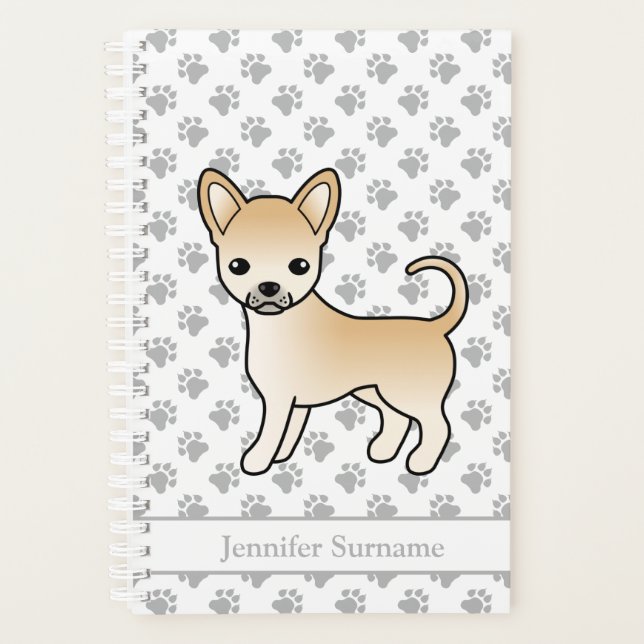 Fawn Smooth Coat Chihuahua Dog & Custom Text Planner (Front)