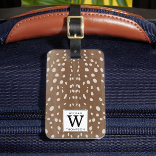 Fawn Spots Baby Deer Animal Print Monogram Luggage Tag