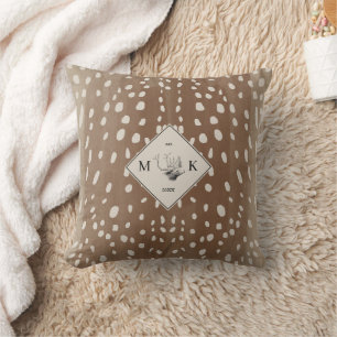Fawn Spots Baby Deer Animal Print Pattern Monogram Cushion