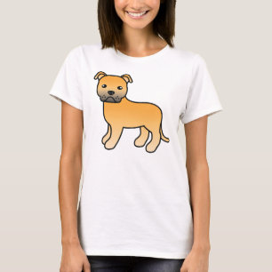 Fawn Staffordshire Bull Terrier Cartoon Dog T-Shirt