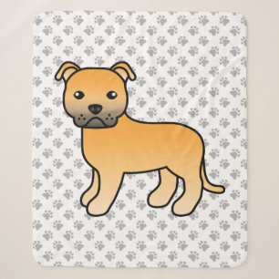 Fawn Staffordshire Bull Terrier Cute Cartoon Dog Sherpa Blanket