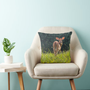 Fawn Standing in the Grass Cushion