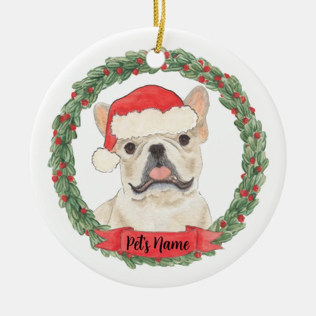 Fawn Tan Cream Frenchie French Bulldog Ceramic Ornament (Front)