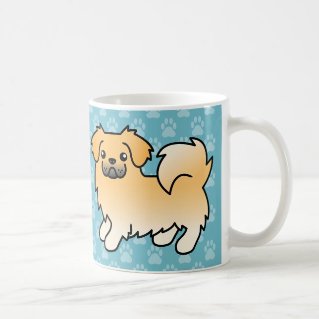 Fawn Tibetan Spaniel Cartoon Dog Coffee Mug (Right)
