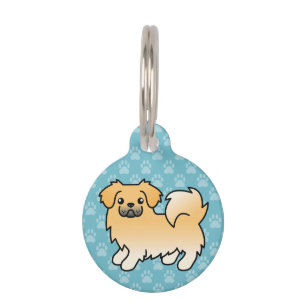 Fawn Tibetan Spaniel Cartoon Dog Pet Tag