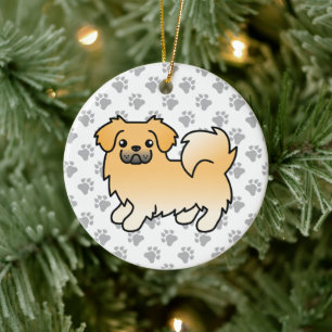 Fawn Tibetan Spaniel Cute Cartoon Dog Ceramic Ornament