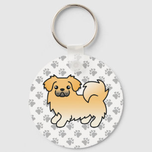 Fawn Tibetan Spaniel Cute Cartoon Dog Key Ring