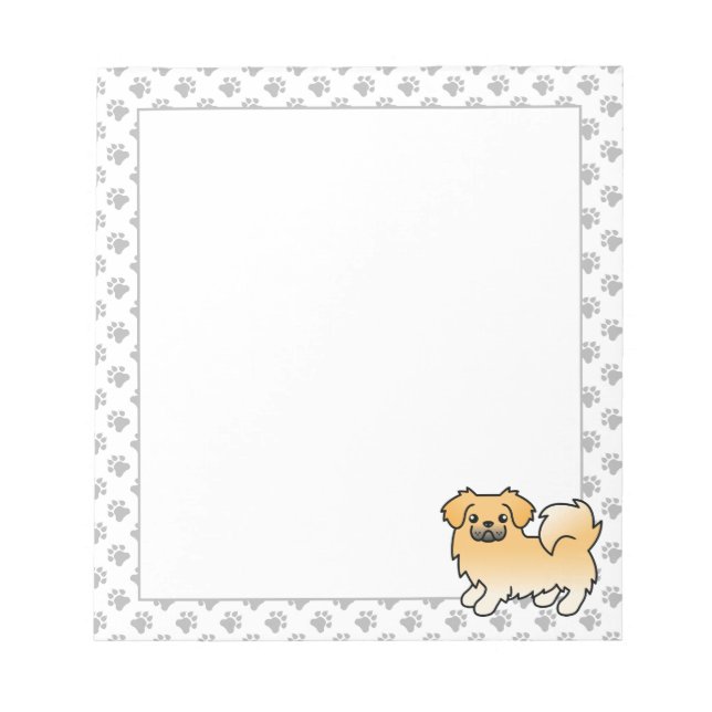 Fawn Tibetan Spaniel Cute Cartoon Dog Notepad (Front)