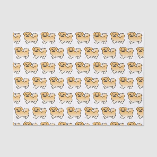 Fawn Tibetan Spaniel Cute Cartoon Dog Pattern Tissue Paper (Front)