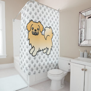 Fawn Tibetan Spaniel Cute Cartoon Dog Shower Curtain