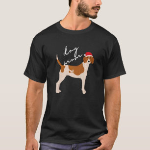 Fawn & White English Foxhound Dog Mom Christmas T-Shirt