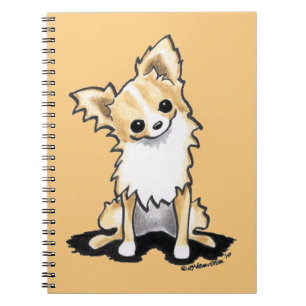 Fawn & White Longhair Chihuahua Sit Pretty Notebook