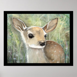 Fawn Wildlife Painting Poster