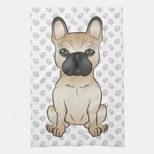 Fawn With Black Mask French Bulldog Dog & Paws Tea Towel