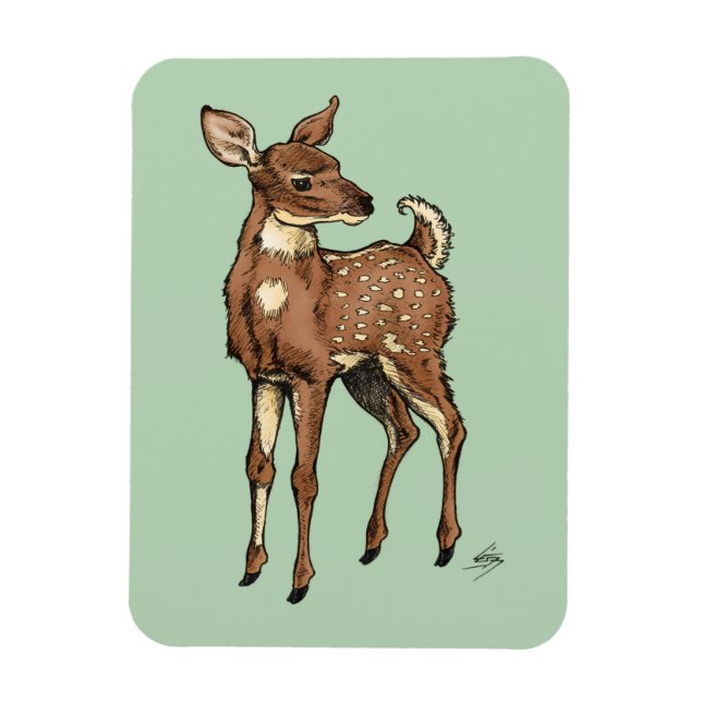Fawn with Mint background Magnet (Vertical)