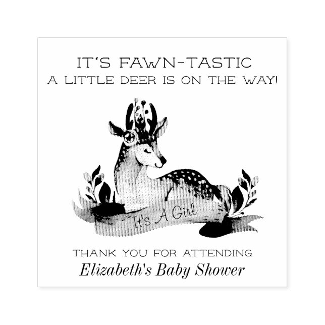 Fawntastic Deer It's A Girl Baby Shower Stamp (Imprint)