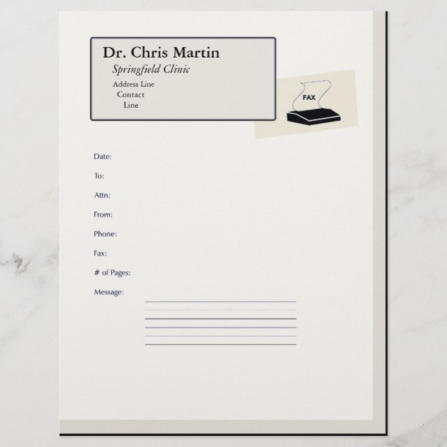 Fax Machine Cover Letter Custom Personalised (Front)