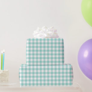 Faye and Lauren Aqua Plaid Wrapping Paper