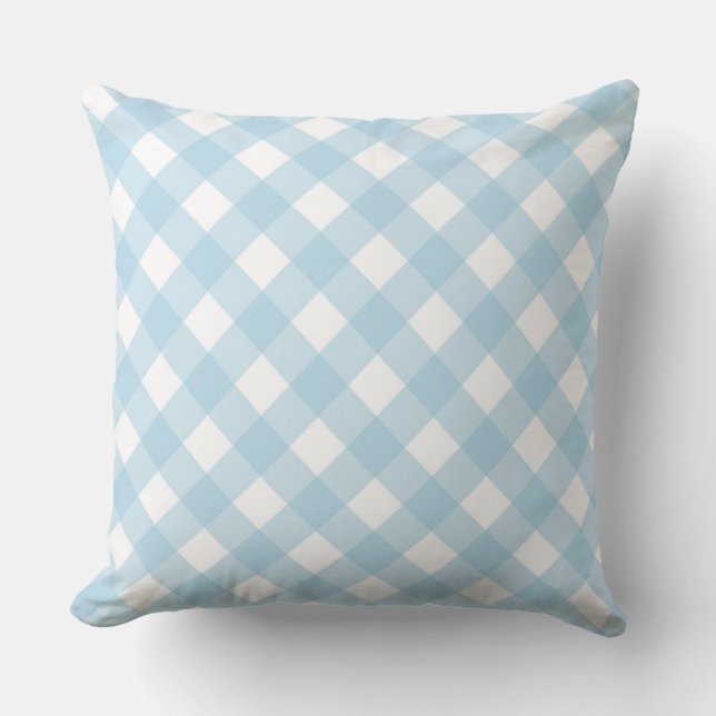 Faye and Lauren Blue Gingham Cushion (Front)