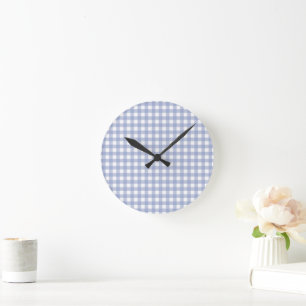 Faye and Lauren Blue Gingham Round Clock
