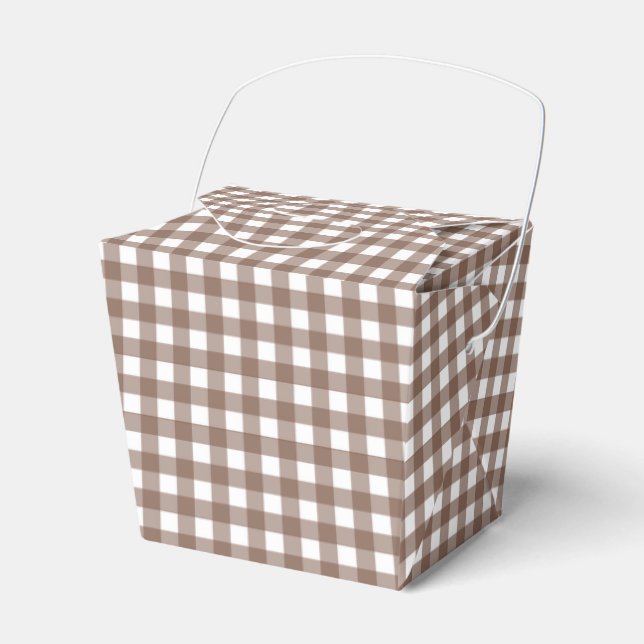 Faye and Lauren Brown Gingham Favour Box (Front Side)