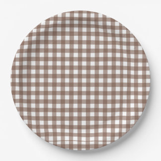 Faye and Lauren Brown Gingham Paper Plate
