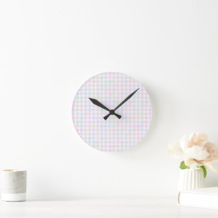 Faye and Lauren Colourful Gingham Round Clock