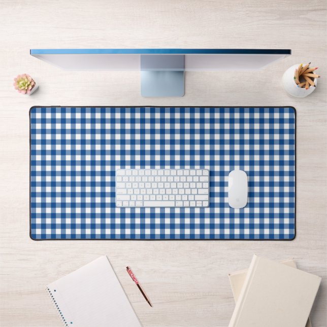 Faye and Lauren Dark Blue Gingham Desk Mat (Office 1)