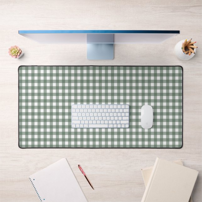 Faye and Lauren Dark Green Gingham Desk Mat (Office 1)