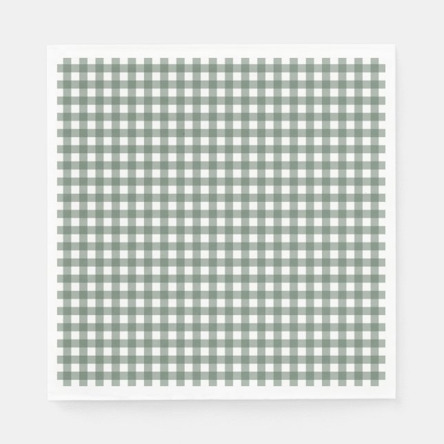 Faye and Lauren Fall Dark Green Gingham Napkin (Front)