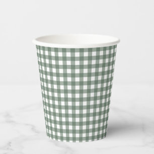 Faye and Lauren Fall Dark Green Gingham Paper Cups