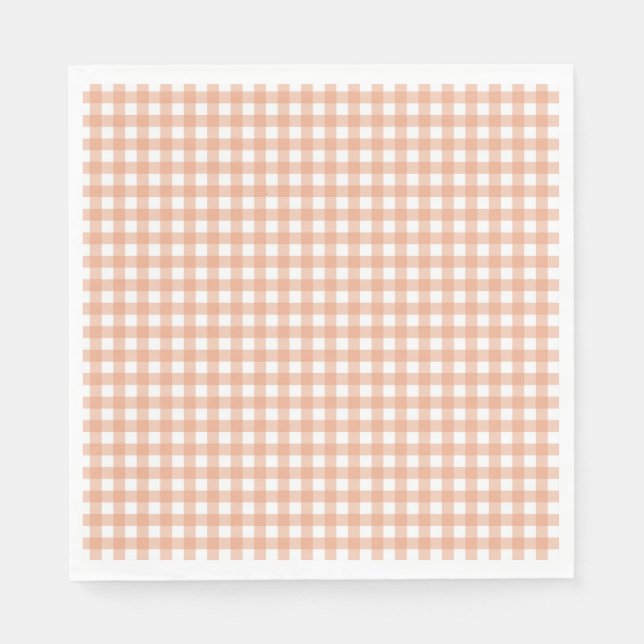 Faye and Lauren  Fall Light Brown Gingham Napkin (Front)