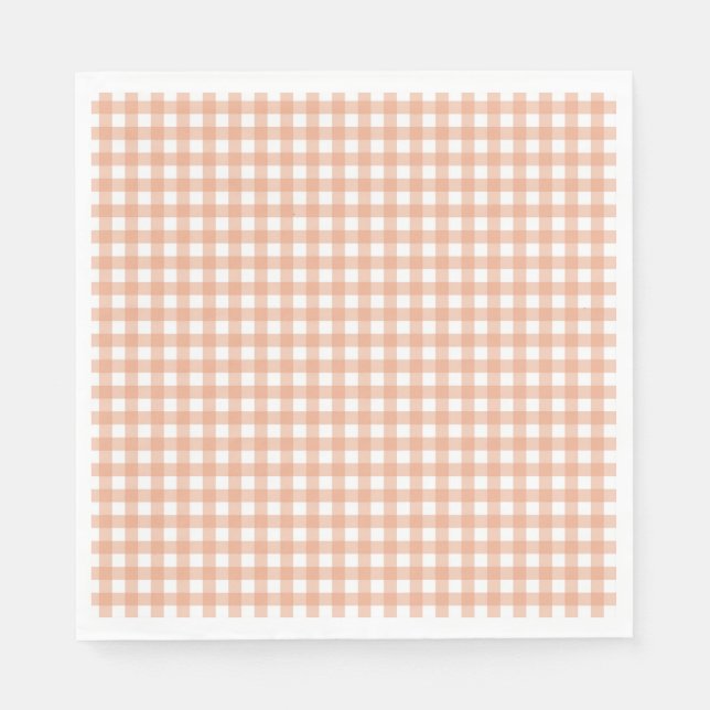 Faye and Lauren  Fall Light Brown Gingham Napkin (Front)
