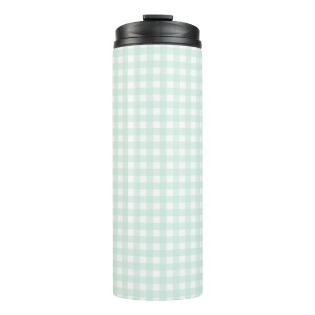 Faye and Lauren Green Gingham Thermal Tumbler (Front)
