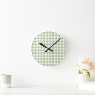 Faye and Lauren Green Gingham Wall Clock
