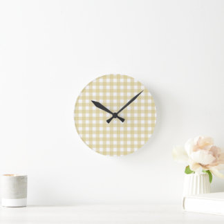 Faye and Lauren Lemon Yellow Gingham Round Clock
