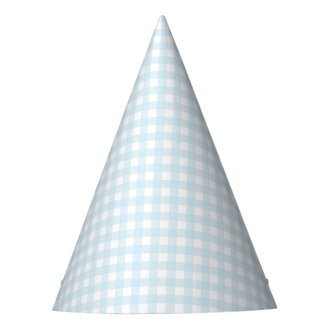 Faye and Lauren Light Blue Gingham Party Hat (Front)