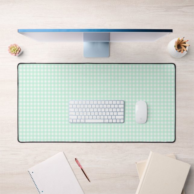 Faye and Lauren Light Green Gingham Desk Mat (Office 1)