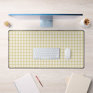 Faye and Lauren Light Yellow Gingham Desk Mat