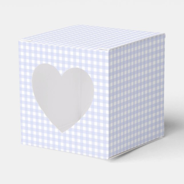 Faye and Lauren Pastel Blue Gingham Favour Box (Front Side)