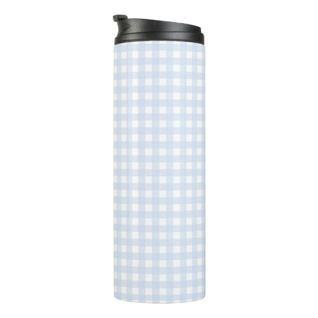 Faye and Lauren Pastel Blue Gingham Thermal Tumbler (Rotated Right)