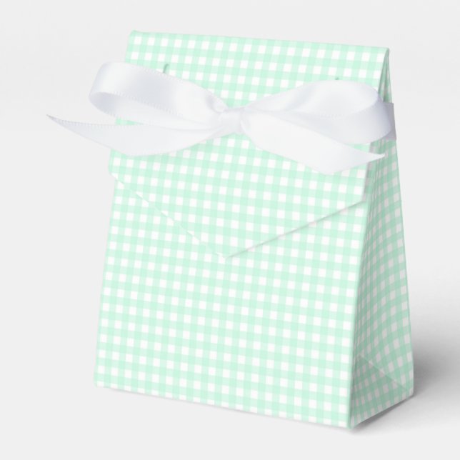 Faye and Lauren Pastel Green Gingham Favour Box (Front Side)