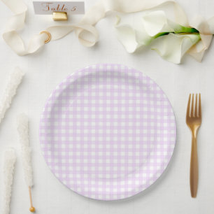 Faye and Lauren Pastel Purple Gingham Paper Plate