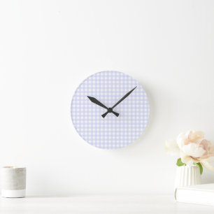 Faye and Lauren Pastel Purple Gingham Round Clock