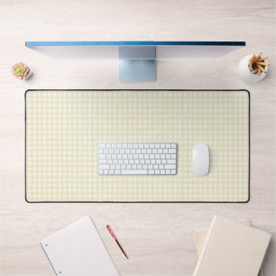 Faye and Lauren Pastel Yellow Gingham Desk Mat
