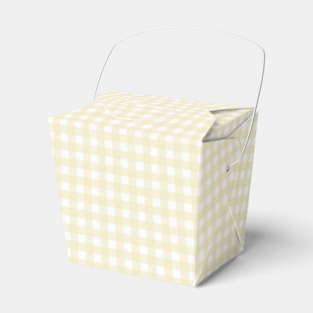 Faye and Lauren Pastel Yellow Gingham Favour Box (Front Side)